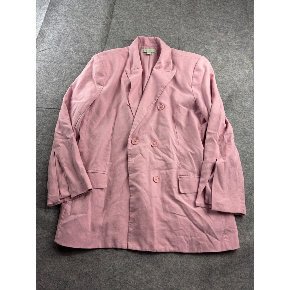 Ryegrass Pink Double Breasted Linen Blend Blazer Jacket Size 16 Split Cuff